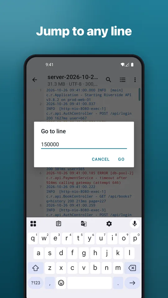 Screenshot: Jump to any line